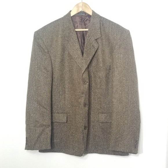 Vintage Boulevard Club Brown Tone Oversized Dapper Wool Blend Professor Blazer - Picture 1 of 12